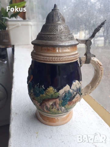 Стара немска халба за бира порцелан, снимка 4 - Антикварни и старинни предмети - 53431695