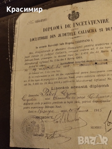 Диплома за Гражданство 1915 г , снимка 10 - Други ценни предмети - 52485437