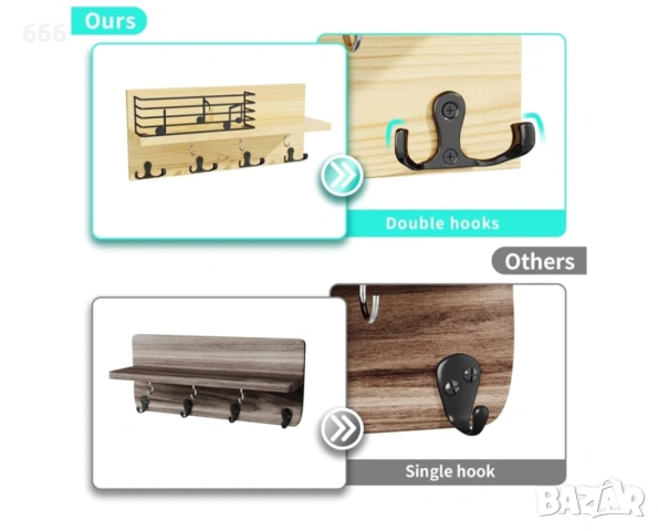 Закачалка за Ключове с Етажерка, снимка 2 - Други стоки за дома - 53527114