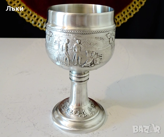 Висока чаша от калай за ракия,Излет. , снимка 5 - Антикварни и старинни предмети - 51584892