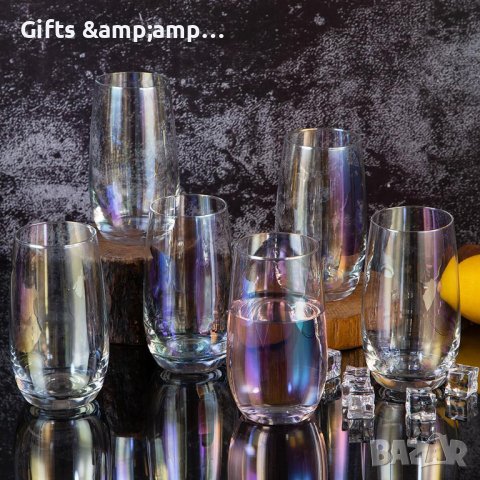 Комплект чаши за уиски, вода или мартини - стъкло с хамелеон ефект, снимка 2 - Чаши - 41287599