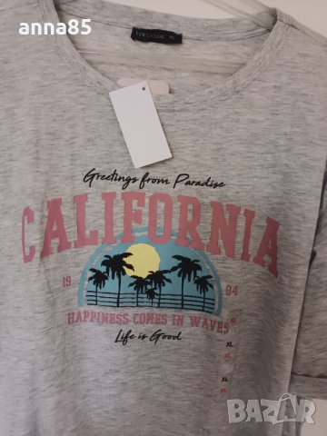ХЛ-2ХЛ Сива тениска California, снимка 2 - Тениски - 40317693
