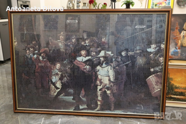 Огромен Пъзел картина The Night Watch (Нощна стража) с рамка и стъкло 162/112см, снимка 8 - Картини - 44783881