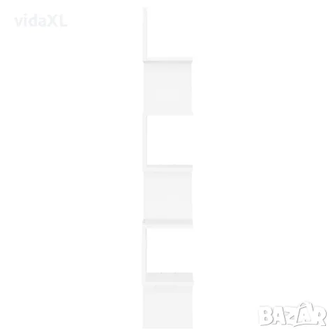 vidaXL Стенен ъглов рафт, бял, 20x20x127,5 см, инженерно дърво, снимка 5 - Ракли - 56147783