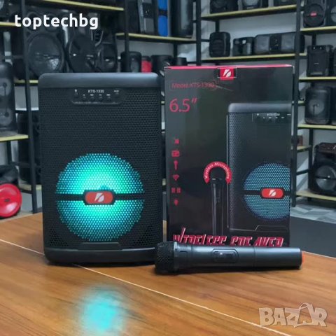 Караоке Колона KTS-1330 с 1 безжичен микрофон и 1 жичен микрофон, цветомузика, снимка 2 - Караоке - 34577546