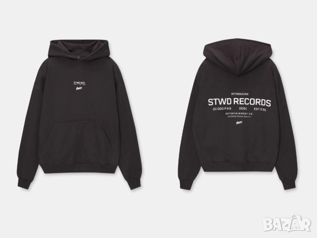 Мъжки суитшърт с надписи Pull&Bear, 65% памук, 35% полиестер, Черен, XL