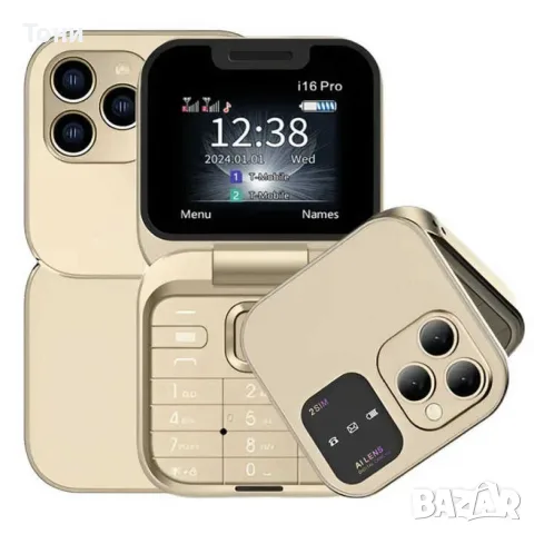 Сгъваем мобилен телефон i16 Pro – 2 SIM, камера, фенерче, FM радио, снимка 2 - Телефони с две сим карти - 55945853