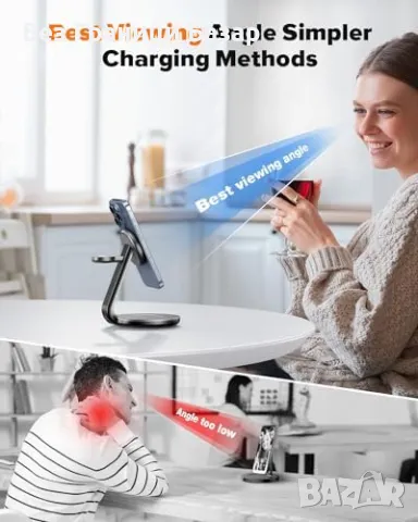 Нова 3 в 1 Магнитна зарядна станция iPhone iWatch AirPods телефон слушалки, снимка 6 - Аксесоари за Apple - 48199868