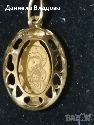 Златна висулка с Богородица, снимка 2 - Колиета, медальони, синджири - 53622785