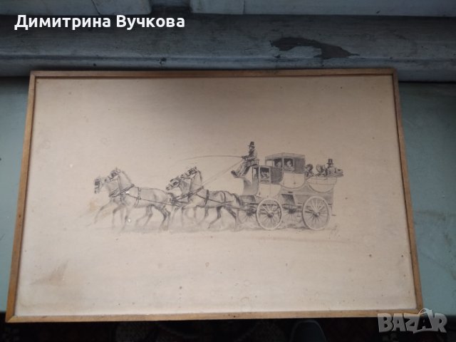 Картина с каляска и коне, снимка 3 - Картини - 41268614