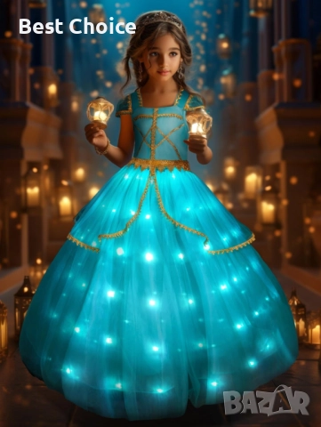 Светеща детска рокля с LED светлини в стил принцеса Жасмин, снимка 4 - Детски рокли и поли - 52823180