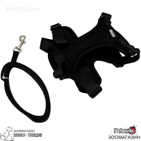 Нагръдник с Повод за Котка - XS, S размер - Черна разцветка - Pet-Interest, снимка 3 - За котки - 49414028