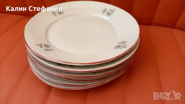 Български порцеланови чинии, предястие, десерт, Изида, 6 бр, снимка 3 - Чинии - 48079764
