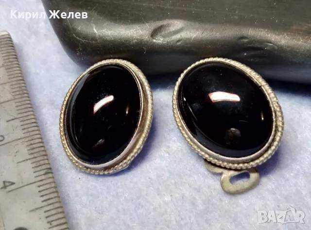 SEZGIN 925 СРЕБЪРНИ КЛИПС ОБЕЦИ СРЕБРО 925 с ШЛИФОВАН ЧЕРЕН ОНИКС Клипсовете са стоманени 49364, снимка 10 - Обеци - 49351411