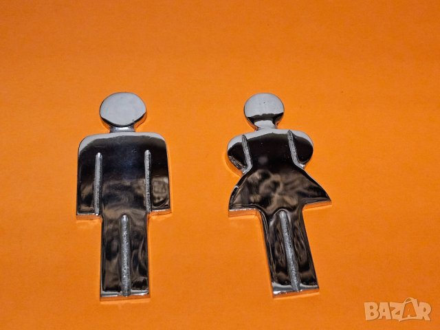 Комплект солидни никелирани табели за тоалетна ЖЕНИ МЪЖЕ , табели за съблекалня ЖЕНИ МЪЖЕ  WC, снимка 2 - Антикварни и старинни предмети - 44165866