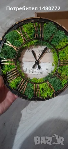 Стенен часовник със скандинавски мъх , снимка 2 - Стенни часовници - 48490646