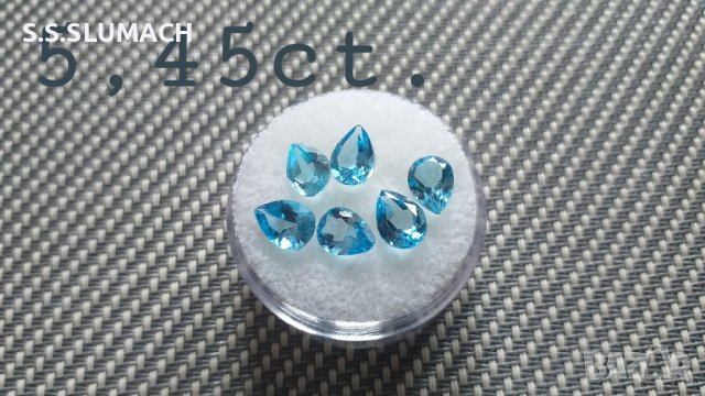 Син топаз 5,45ct., снимка 2 - Обеци - 42619572
