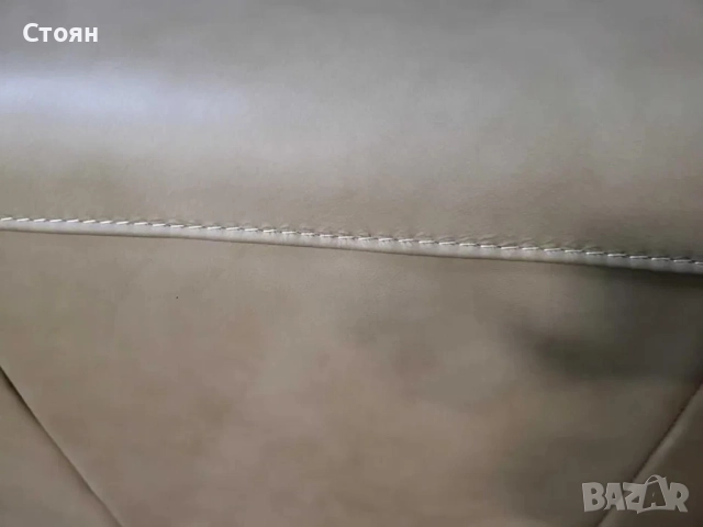 Бежов кожен фотьойл 100 % естествена кожа, снимка 8 - Дивани и мека мебел - 51954237