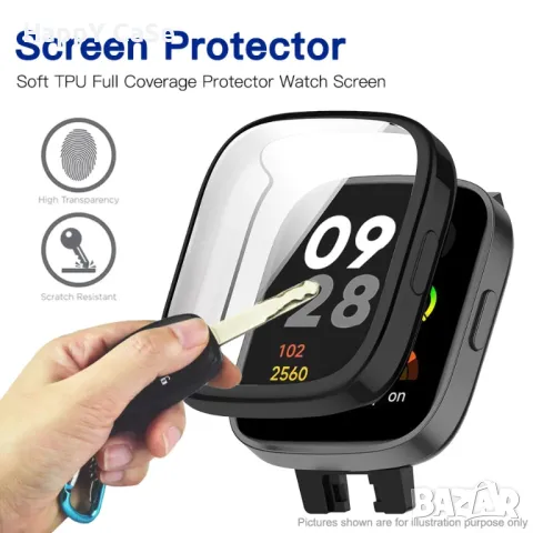 Xiaomi Redmi Watch 5 / 5 Active / 5 Lite / Мек TPU силиконов кейс с протектор, снимка 3 - Смарт часовници - 47564825
