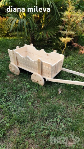 Дървена Каручка за градината!!, снимка 10 - Градински мебели, декорация  - 51132618