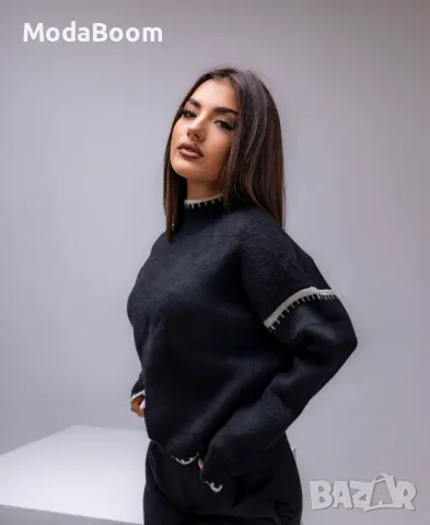 Стилен черен дамски пуловер , снимка 3 - Блузи с дълъг ръкав и пуловери - 48067183