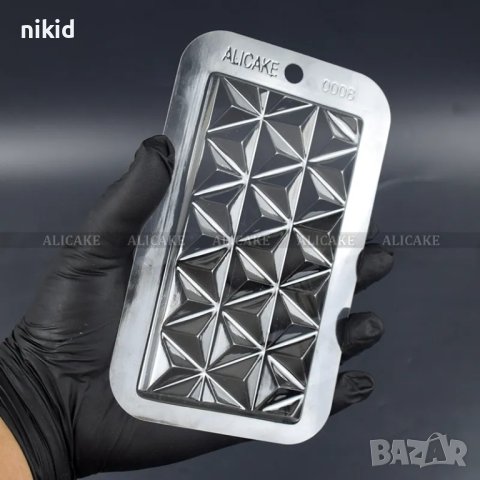 Оригами триъгълници  стенсил форма шаблон подложка с релеф отпечатък за торта шоколад молд, снимка 2 - Форми - 40303109