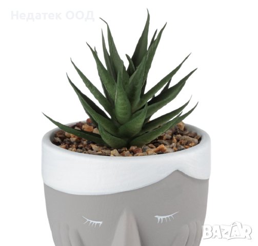 Декоративна саксия Girl Grey & Succulent, 7.8x18cм, снимка 2 - Декорация за дома - 41503660