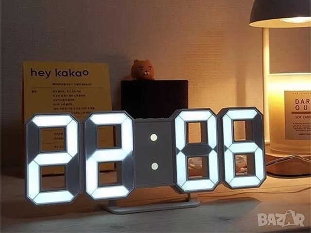 Настолен 3D LED Часовник – час, дата, температура - USB, светещ, снимка 1 - Стенни часовници - 41570124