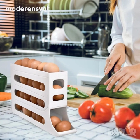 Автоматично плъзгаща се кутия за съхранение на яйца 30 бр., снимка 4 - Органайзери - 52089372