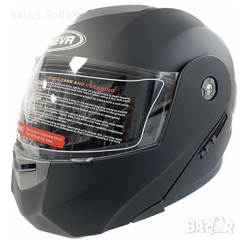 Мото каска, с въздушни отвори, Черен с червена лента, мат, снимка 3 - Аксесоари и консумативи - 44681579