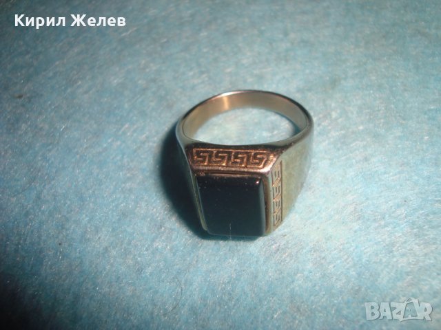 ПОСРЕБРЕН СТАР СТОМАНЕН ВЕРСАЧЕ СТИЛ ПРЪСТЕН с ПОЛИРАН ЧЕРЕН ОНИКС КЛАСИЧЕСКИ АРТ ДЕКО МОДЕЛ 26344, снимка 15 - Пръстени - 34806285