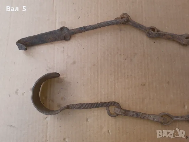 Стара верига за огнище от ковано желязо , здрава, снимка 4 - Антикварни и старинни предмети - 50327031