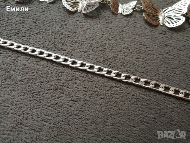 Метален колан бижу верижка с пеперуди в сребрист цвят, снимка 8 - Колани - 41755413