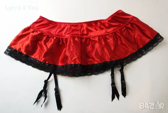 Червен колан с жартиери/ мини пола от сатен , снимка 4 - Бельо - 47644199