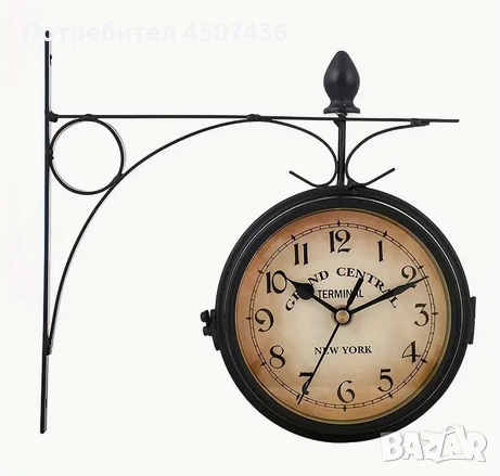 Двустранен водоустойчив стенен часовник, ретро стенен часовник от ковано желязо, безшумен, снимка 5 - Декорация за дома - 51167345