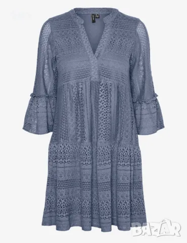 Дамска синя бохо дантелена лятна рокля Vero moda Нова с етикет, снимка 2 - Рокли - 49738087