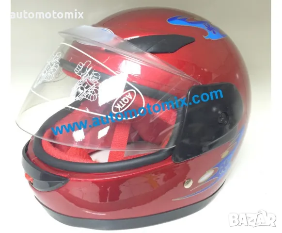 Детска каска за мотор, Детска мото каска шлем/ червен- 220, снимка 2 - Аксесоари и консумативи - 50323495