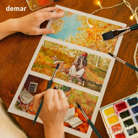 Комплект четки за акварелни бои, 10 броя найлонови четки за акварелни бои за художник и начинаещ, снимка 7 - Други - 49405816