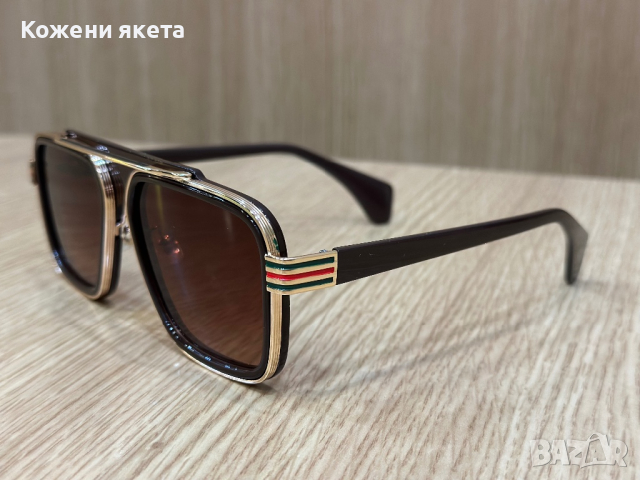 Мъжки слънчеви очила с кафеви стъкла GG, снимка 4 - Слънчеви и диоптрични очила - 44529896