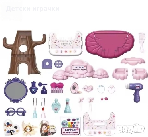 Детска тоалетка за грим Дърво с аксесоари , снимка 6 - Образователни игри - 52094162
