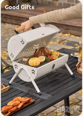 Преносимо двустранно барбекю с дървена дръжка – Компактна скара за месо, риба и зеленчуци, снимка 7 - Други стоки за дома - 50401573