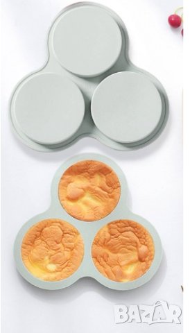 3 бр голям кръг плосък основа силиконов молд форма декор фондан шоколад сапун гипс блат , снимка 2 - Форми - 29293536