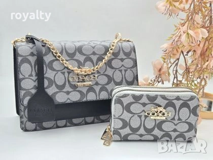 Coach Кожена Дамска Чанта + Портмоне 