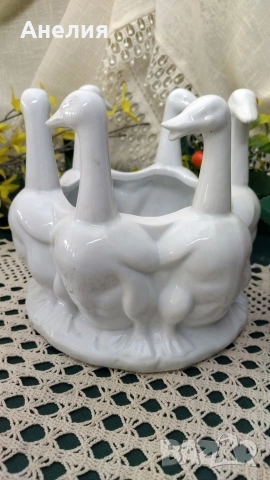 Бели гъски кашпа, снимка 2 - Декорация за дома - 52942233
