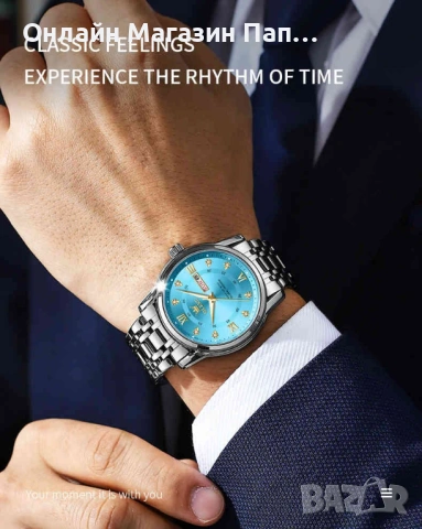 OLEVS 5513 Мъжки кварцов часовник с двоен календар и диамантени индекси, водоустойчив, снимка 7 - Мъжки - 52349057