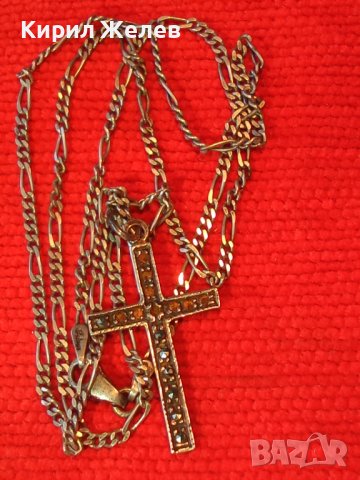 Стар МАРКАЗИТЕН СРЕБЪРЕН АРТ КРЪСТ СРЕБРО 925 с АВТОРСКА СРЕБЪРНА 925 КАРТИЕ ПЛЕТКА ВЕРИЖКА 38533, снимка 2 - Колиета, медальони, синджири - 41451029