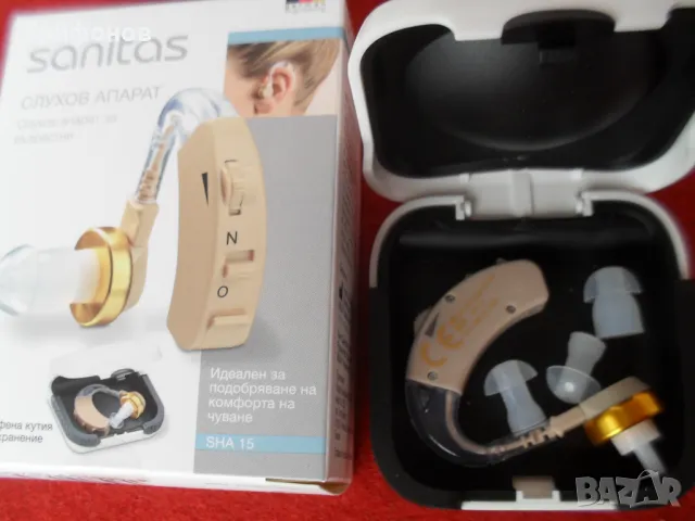 Слухов апарат за възрастни немски SANITAS SHA-15-с регулиране на звука +3размера тапи +СЕРТИФИКАТ, снимка 4 - Слухови апарати - 39779196