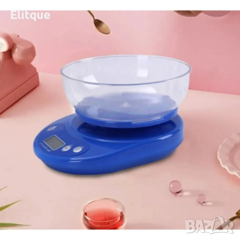 Домакинска везна с капацитет 5 кг + купа- Цвят: Бял., снимка 2 - Други - 52901439