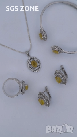 УНИКАЛНИ СРЕБЪРНИ ОБЕЦИ С ЖЪЛТ САПФИР ОТ ТАЙЛАНД, снимка 7 - Обеци - 52318187