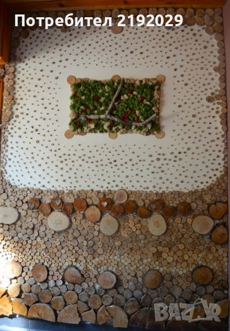 ДЕКОРАТИВНА СТЕНА  с дървени орнаменти и скандинавски мъх, снимка 2 - Други - 51512112